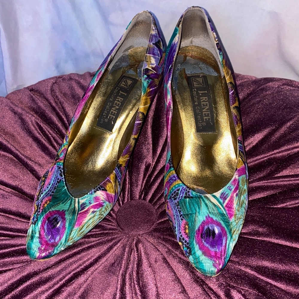 Vintage 80s Floral Satin Pumps by J.Renee Couture Collection 🌵 7 1/2